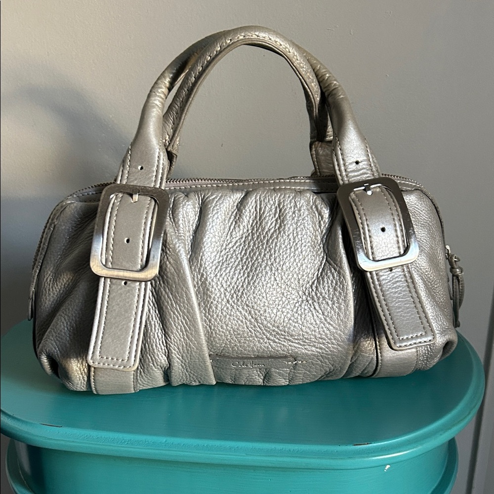 Cole Haan Y2K Metallic Pearlescent Pebbled Leather Chic Satchel Handbag